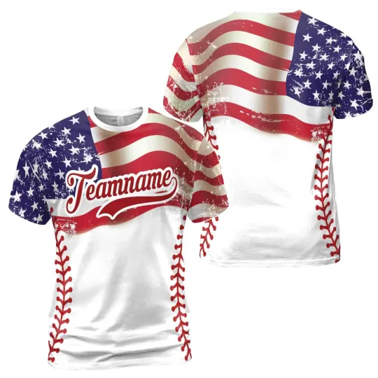 Discover Custom Name Team Name American Flag Team 3D T-Shirt