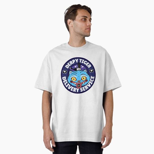 Discover Delivery Boy Blue Black Derpy Tiger With Little Friend Say Hi T-Shirt