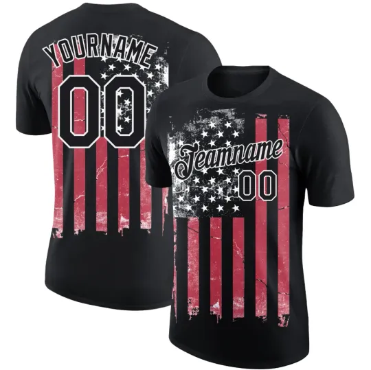 Discover Custom American Flag Performance T-Shirt Black Red-White 3D