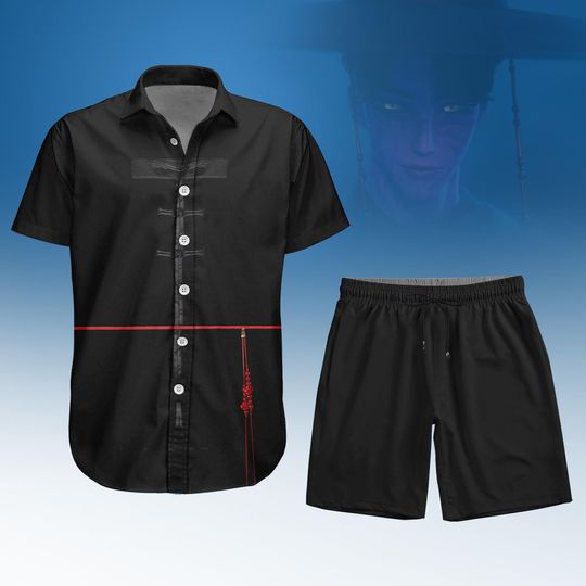 Saja Boys Jinu Button Shirt, Jinu Saja Shorts, Kpop Demon Hunters Jinu Cosplay Costume, Halloween Cosplay, Saja Boys Hawaiian Shirt
