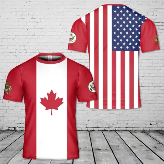 Discover Canadian American Flag 3D T-Shirt