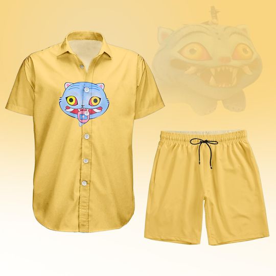 Yellow Zoey Kpop Demon Hunters Button Shirt, Demon Hunters Hawaiian Shirt, Zoey Huntrix Cosplay Costume, Saja Boys, Derpy Tiger Shorts