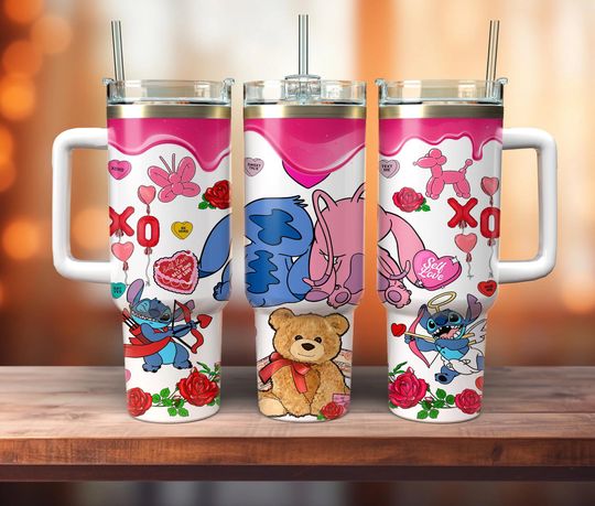 Valentine Cartoon Movies 40oz Tumbler, Happy Valentine's Day 40oz, Cartoon Characters 40oz Tumbler