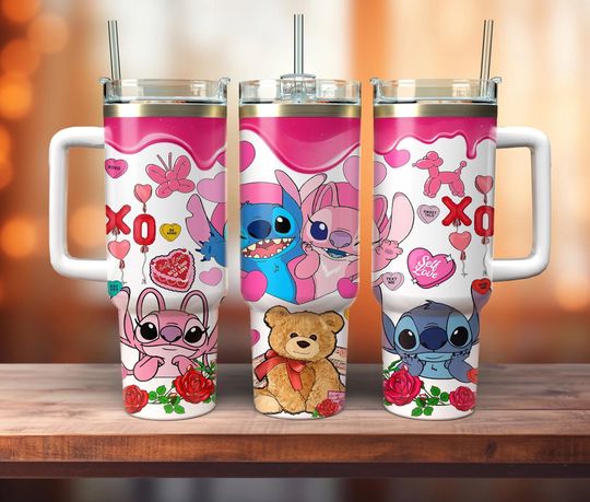 Discover Valentine Cartoon Movies 40oz Tumbler Wrap Png, Happy Valentine's Day 40oz Wrap Png, Cartoon Characters 40oz Tumbler Png, Sublimation Design