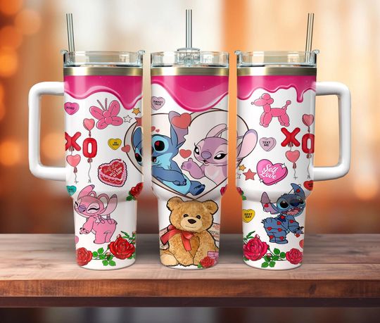Valentine Cartoon Movies 40oz Tumbler, Happy Valentine's Day 40oz, Cartoon Characters 40oz Tumbler