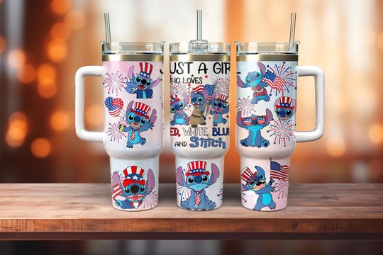 Discover Just A Girl Who Loves Red White Blue Cartoon 40oz Tumbler