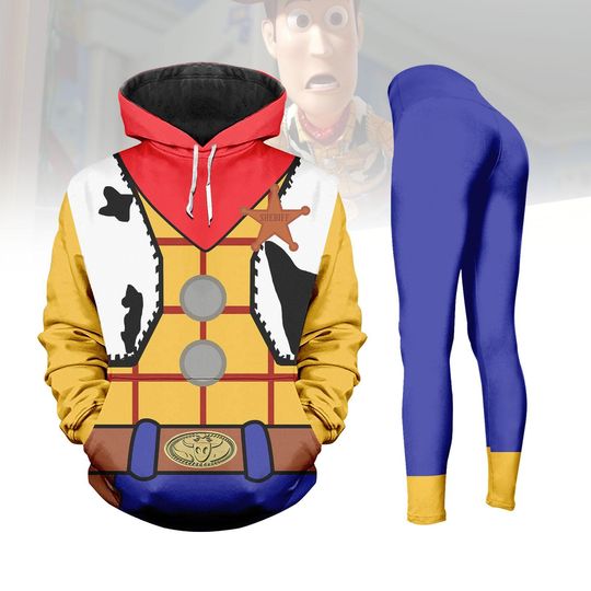 Discover Toy Story Woody Costume Hoodie/Leggings, Disney Woody Cosplay Outfit, Cowboy Shirt, Cartoon Shirt, Halloween Shirt, Woody Gift For Him