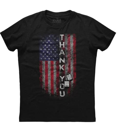 Discover Mens Distressed American Flag Thank You Patriotic T-Shirt Veteran Military USA