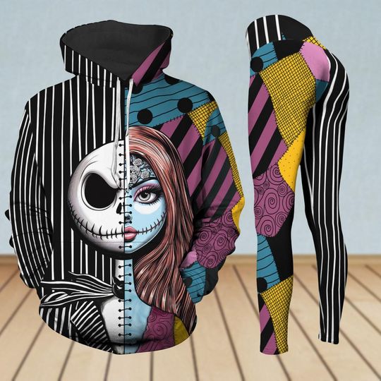 Discover Halloween Jack And Sally Hoodie, Women Leggings, Disney Skeleton Couple Shirt, Nightmare Before Christmas Merch Shirt, Gift For Fan