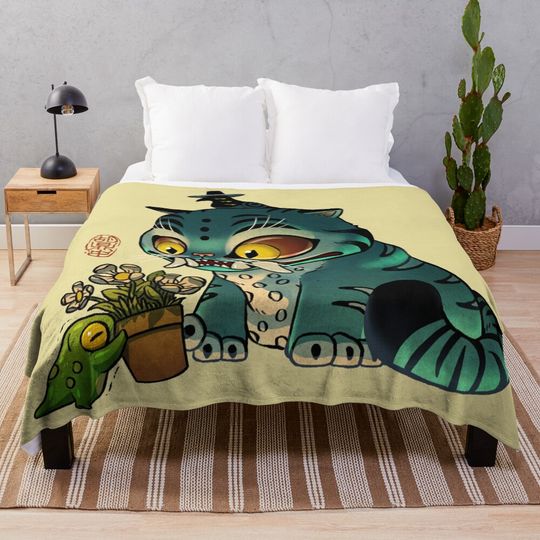 Korean Tiger and Magpie KPop Demon Hunters Throw Blanket