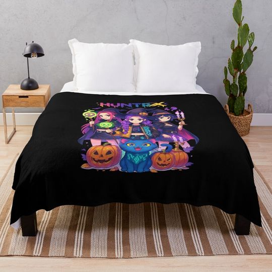Spooky Huntrix Witches Halloween Kpop Demon Hunter Throw Blanket