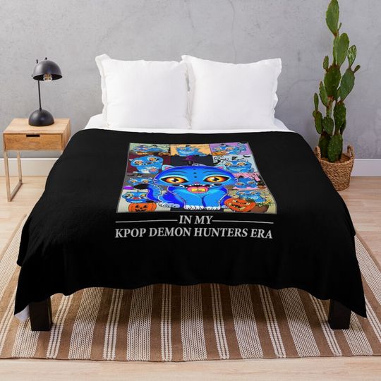 Derpy Tiger Era Kpop Demon Pumpkin Halloween Throw Blanket