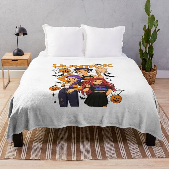 Huntrix KPop Demon Hunters Halloween Style Throw Blanket