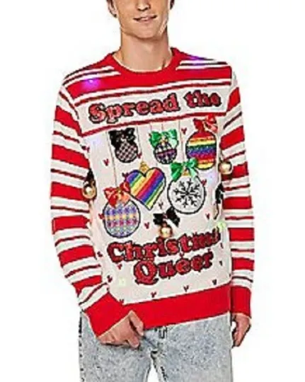 Discover SPREAD SOME CHRISTMAS QUEER Ugly Holiday SWEATER ADULT UNISEX SIZE MEDIUM NEW