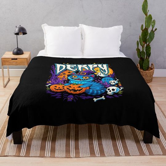 Discover Vintage Halloween pumpkin Derpy Kpop Demon Hunters Throw Blanket