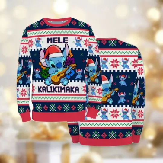 Discover Stitch Christmas All-Over Print Ugly Sweater, Disney Stitch Woman Sweater, Mele