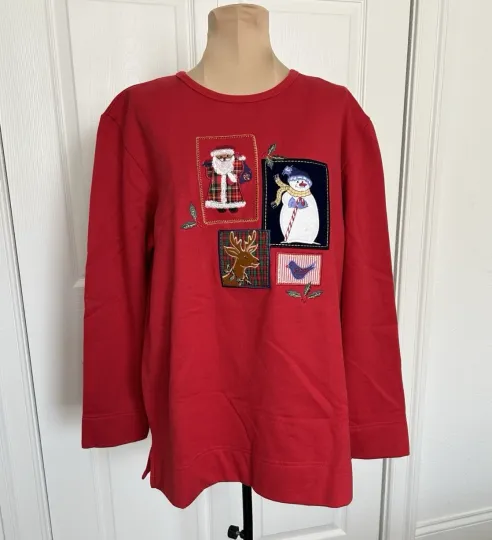 Discover Bobbie Brooks Womens Ugly Holiday Christmas Card Sweatshirt Red Size Medium 8/10