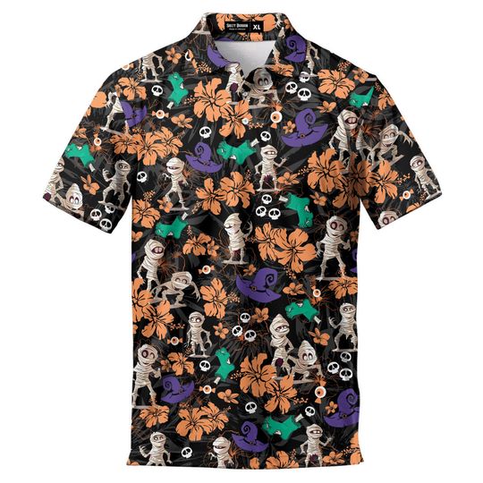 Discover Halloween Mummy Mens Golf Polo Shirts Short Sleeve Mens Golf Shirt Moisture Wicking Dry Fit Performance Sport Short Sleeve Golf 2