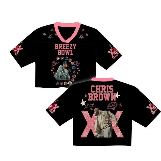 Discover Chris Brown Crop Top Jersey Breezy Bowl Stadium World Tour Mesh Shirt, Womens Concert Outfit, Rave Festival Top