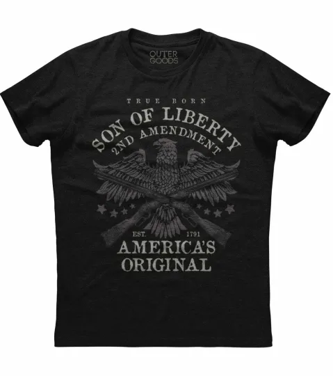 Discover Son Of Liberty 2nd Amendment Eagle Printed Men's Black T-Shirt