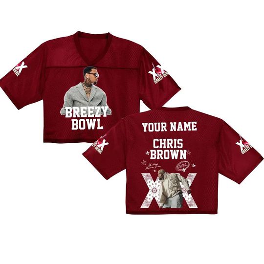 Discover Personalized Chris Brown Tour Crop Top Jersey Full Mesh, Breezy Bowl XX 2025 Shirt, Breezy Bowl Jersey, Gift For Fans Unisex's