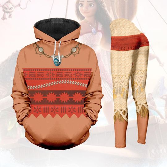 Moana Cosplay Costume, Moana Hoodie/Leggings, Disney Princess Shirt, RunDisney Island Costume Shirt, Disneybound Outfit Gift For Her