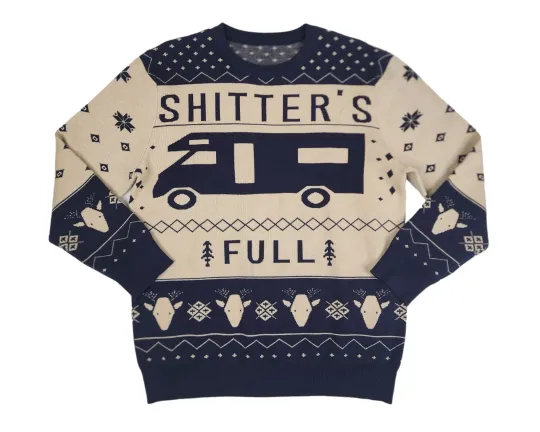 Discover Christmas Vacation Shitter's Full Ugly Christmas Sweater Navy Men's Size Medium