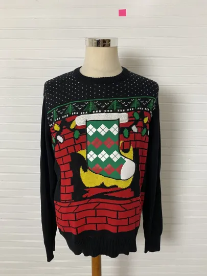 Discover Womens Mens Unisex XL Black Stocking Hung Ugly Christmas Sweater
