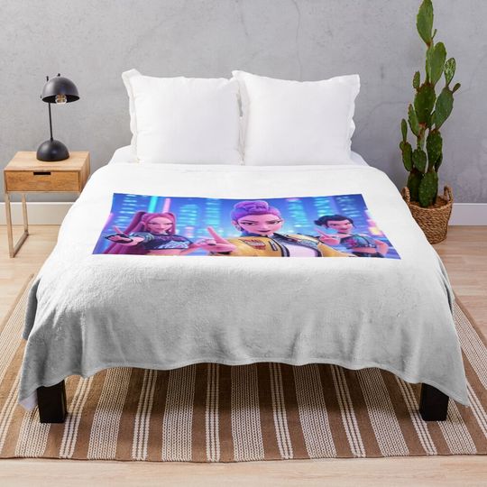 KPop Demon Hunters Cozy Session Throw Blanket for Couch and Travel