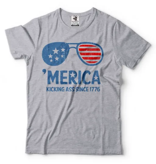 Discover 4th of July T-Shirt America Kicking Ass Since 1776 Patriotic T-Shirt USA Shirt