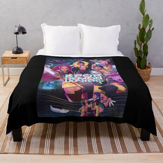 KPop Demon Hunters Vintage Retro Cozy Throw Blanket for Couch and Bed