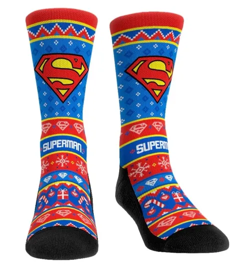 Discover Rock'em Socks SUPERMAN Tacky Sweater Socks S/M 6-8.5