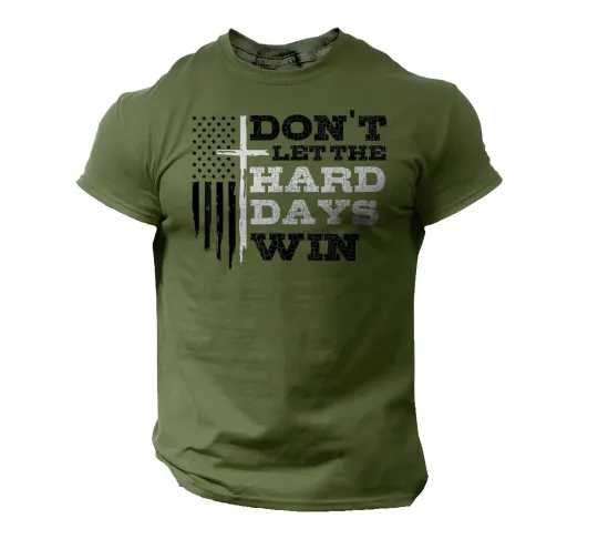 Discover Don’t Let Hard Days Win T-Shirt Christian Cross American Flag Patriotic Tee