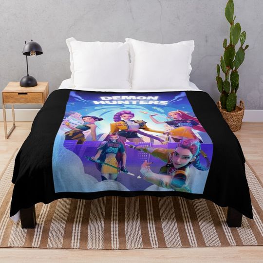 KPop Demon Hunters Cozy Soft Plush Throw Blanket for Fall and Winter