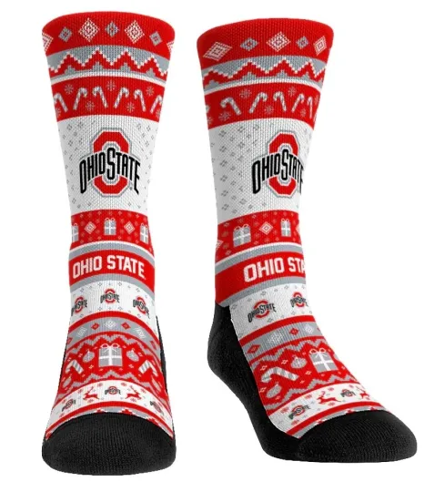 Discover THE Ohio State Buckeyes Ugly Sweater Socks