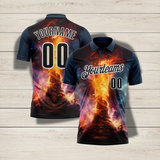 Discover Custom Volcano Fire Jersey Shirt Personalized Polo