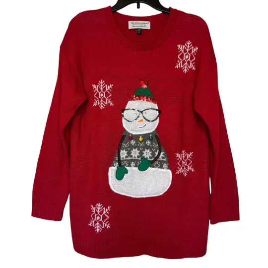 Discover Christmas women's size XL ugly holiday party snowman bells sweater