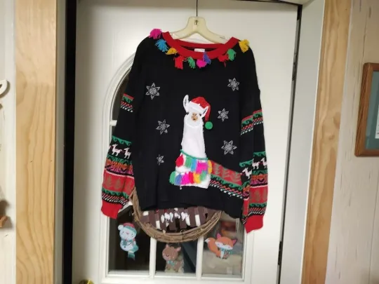 Jane Street Llama Ugly Christmas Sweater Women's M