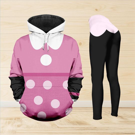 Minnie Mouse Hoodie/Leggings, Pink Polka Dot Shirt, Disney Halloween Cosplay Outfit, Minnie Costume, Disneyland Shirt,Disneyworld Shirt