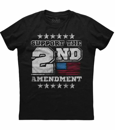 Discover Men's American Flag 2nd Amendment Support T-Shirt