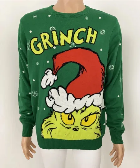 Discover L Licensed Dr Seuss funny character Christmas Ugly Sweater Jumper Acrylic Knit Green
