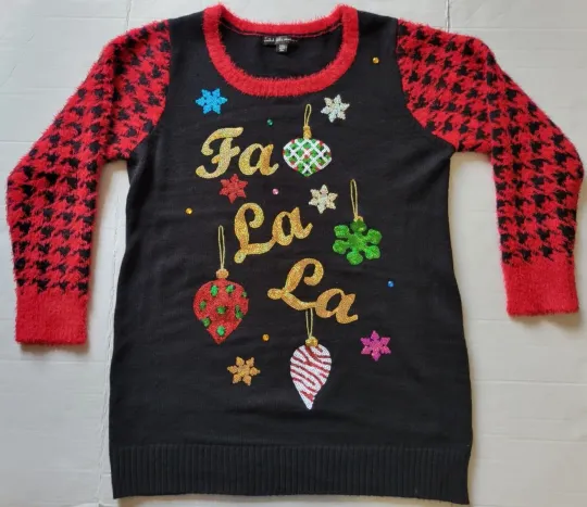 Discover Size XXL Black Ugly Christmas Tunic Sweater FA LA LA United States Sweaters