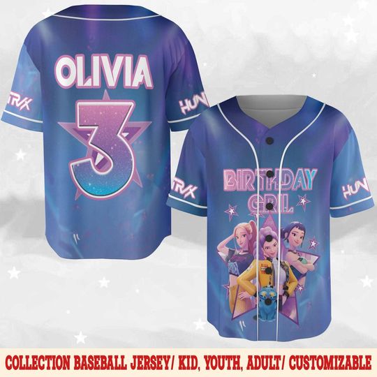 Discover Custom Huntrix Birthday Girl Jersey Baseball, Custom It's My Birthday Personalized Kpop Demon Hunter Jersey, Gift for Huntrix Fan JCR320