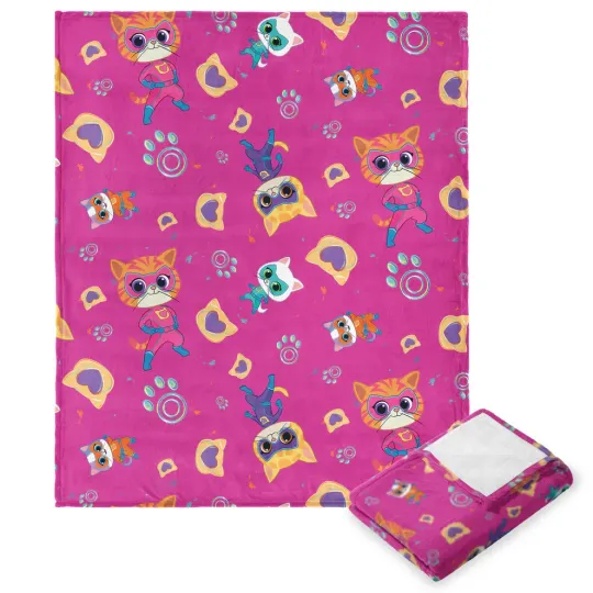 Discover Disney Superkitties Super Pattern Pink Fleece Blanket