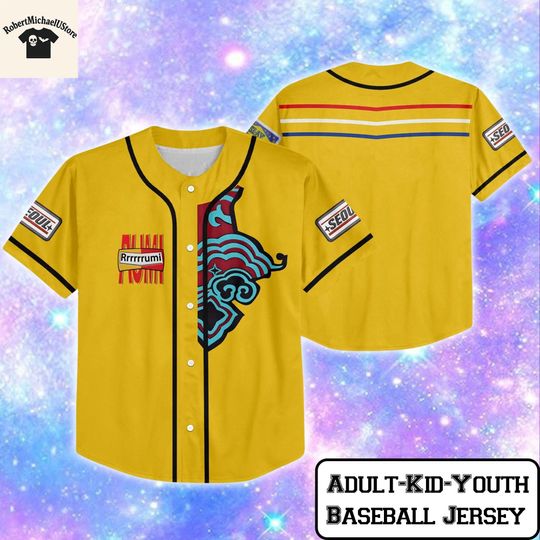 KPDH Rumi Cosplay Baseball Jersey, K-pop Huntrix Costume Top Youth & Adult Halloween Stage Performance Outfit