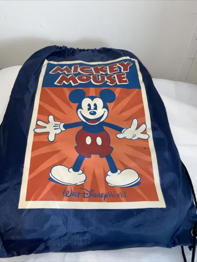 Discover Walt Disney World Mickey Mouse Throw Fleece Blanket with String Backpack NWT