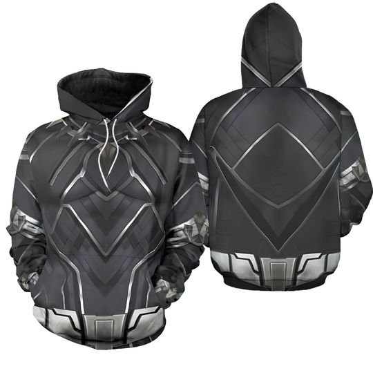 Black Panther Superhero Halloween Costume Shirt, Black Panther King Hoodie Joggers Sets, Warrior Cosplay Halloween Men Hoodie Apparel