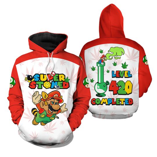 Super Mario Stoned Level 420 Completed Weed Hoodie