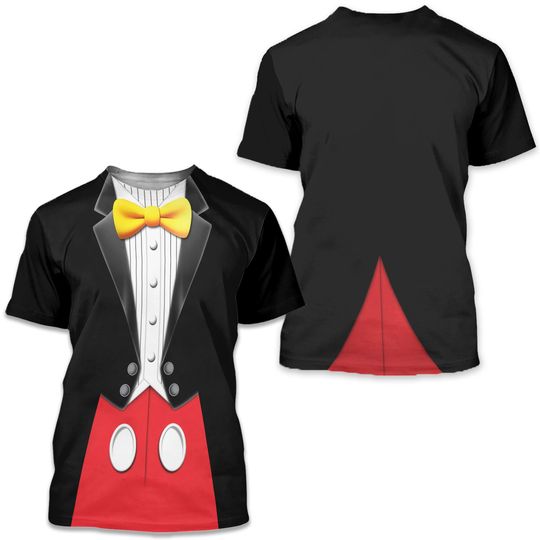 Mickey Tuxedo Costume Tshirt, Disney Mickey Mouse Cosplay Shirt, Fancy Mickey Halloween Tee, Character Outfit For Fan, Disney Cosplay