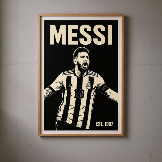 Discover Lionel Messi Poster Inter Miami Poster Argentina Football Player Poster Soccer Wall Art Messi Gift for Football Fan Vintage Sports Poster
